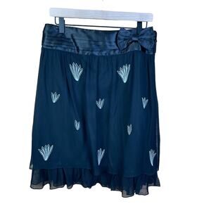 Richard Malcolm Women 6 100% Silk Skirt Romantic Goth Black Sheer Feminine lined